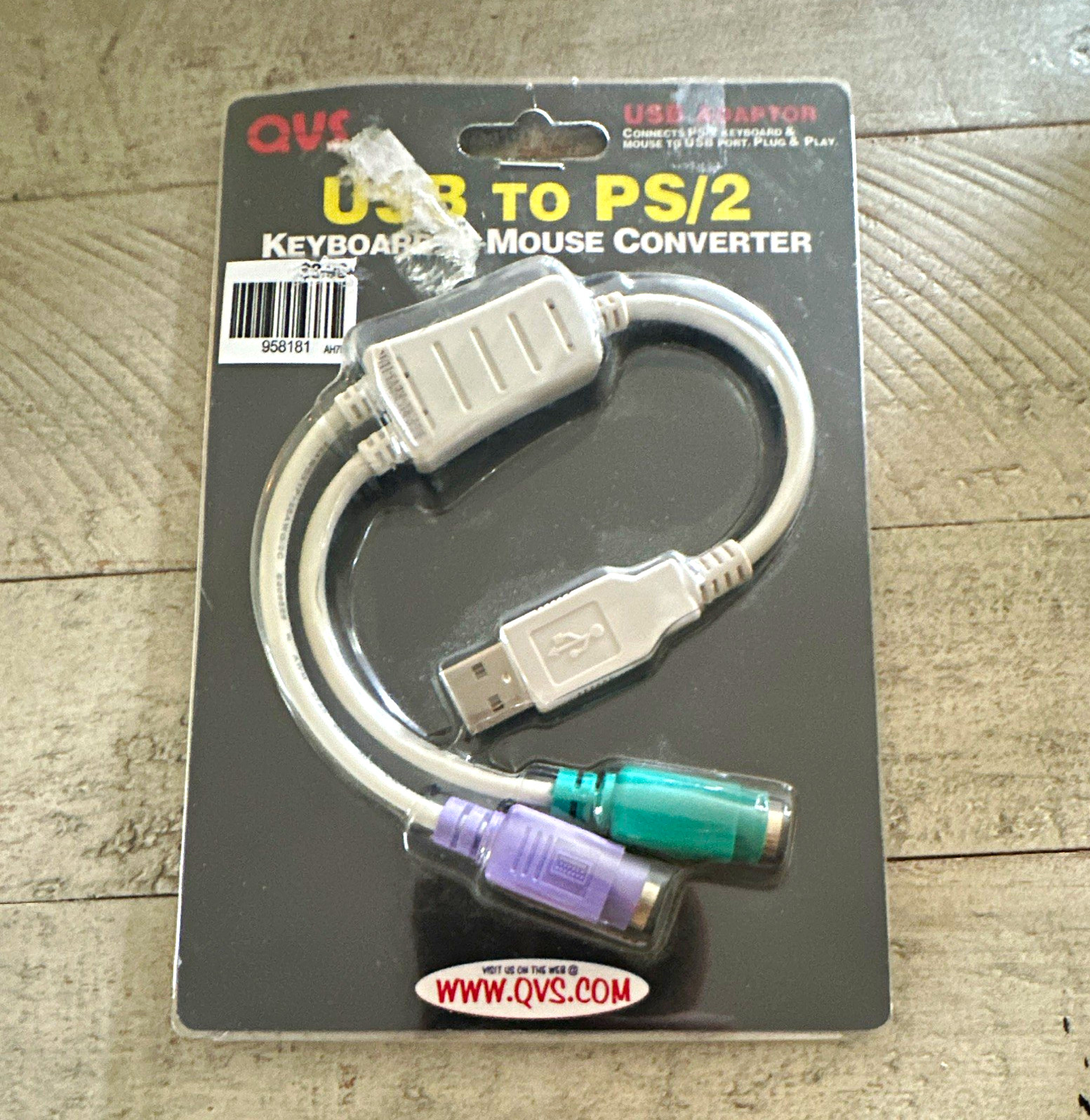 QVS USB-A Male to Dual PS/2 Female Adapter 1:2 Color-Coded USB-PS2YB