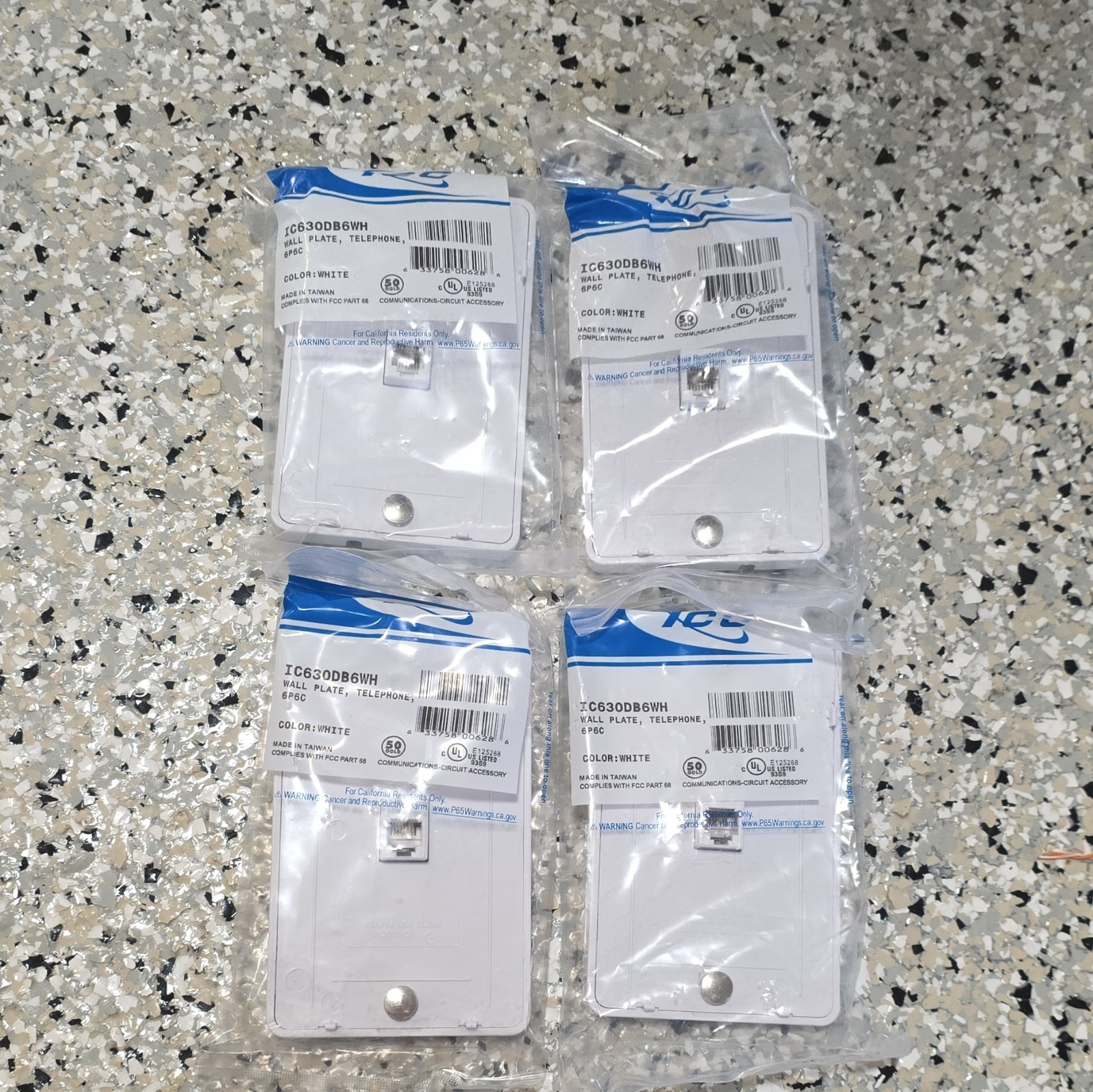 4 of ICC IC630DB6WH White Wall Plate Telephone 6P6C Connector Universal