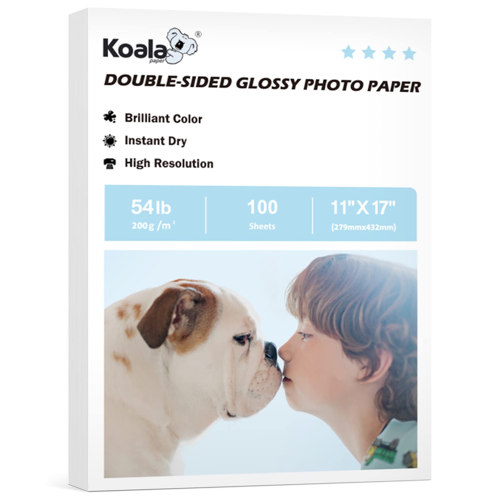 Koala Double Sided Glossy Photo Paper 11x17 Inch 100 PCS 54LB 200gsm