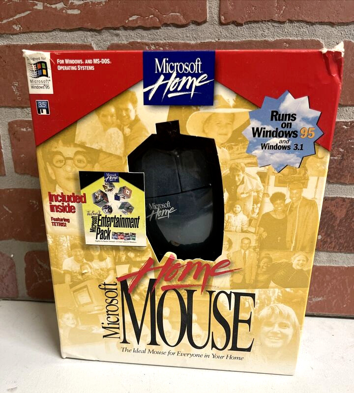 Vintage RARE ITEM Microsoft home mouse runs on Windows 95 and Windows 3.1 W/Box