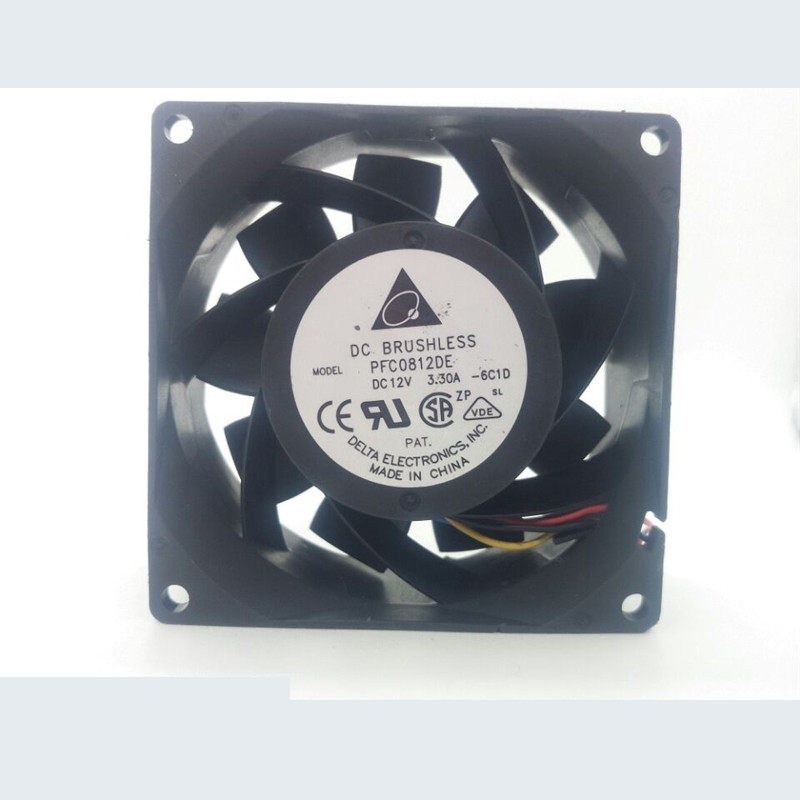 1PCS Delta PFC0812DE-6C1D 12V 3.3A   80x80x38 High-Airflow Fan