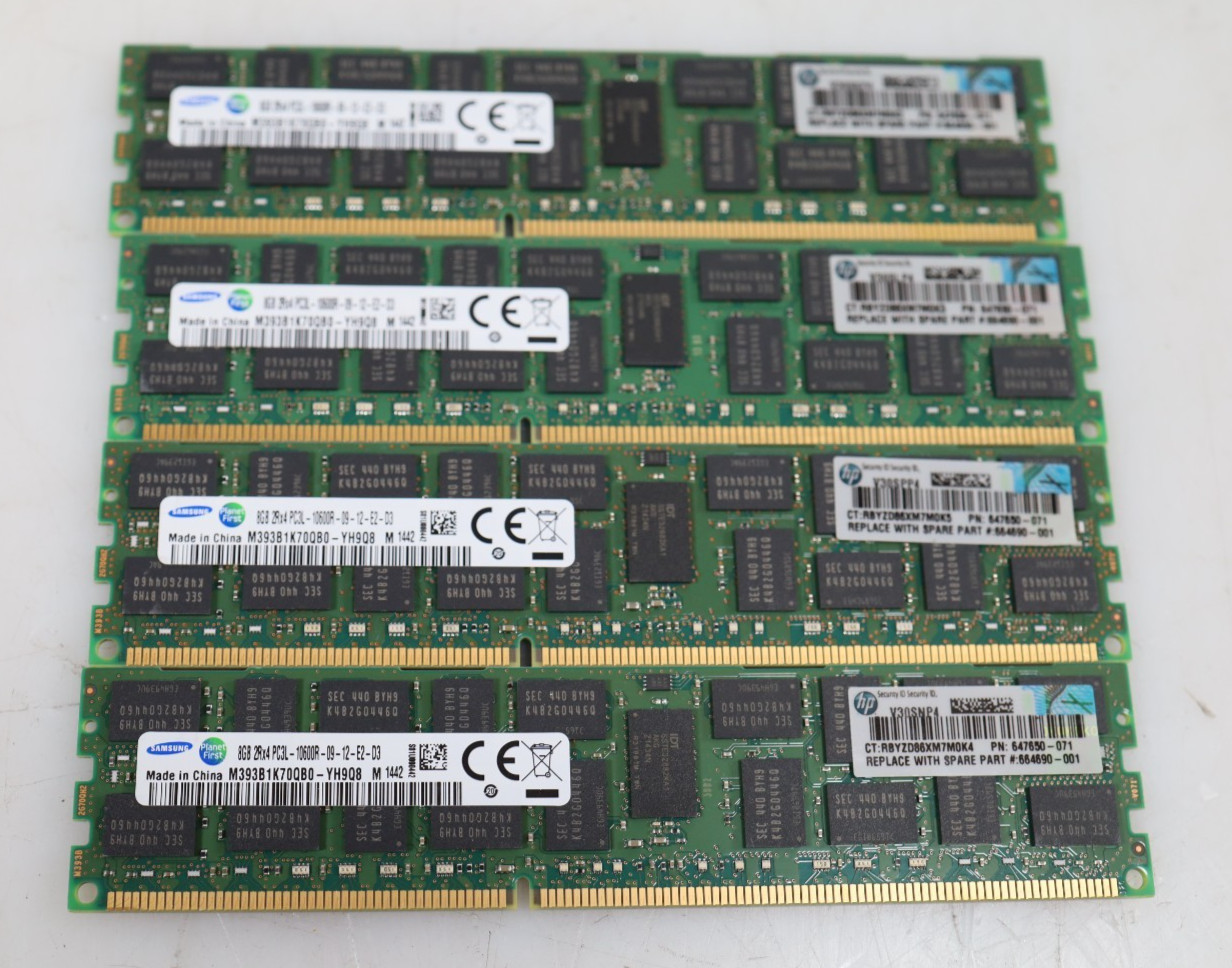 Lot 4x 8GB (32GB) Samsung M393B1K70QB0-YH9Q8 DDR3 PC3-10600R RDIMM Server Memory