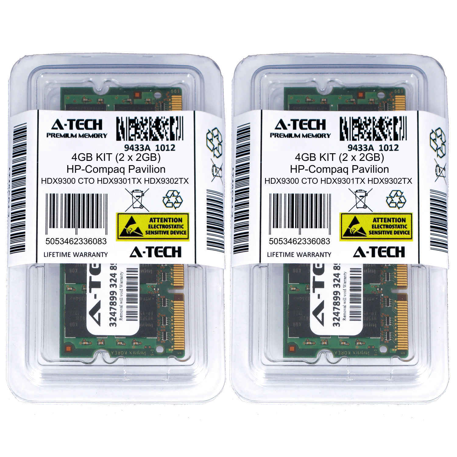 4GB KIT 2 x 2GB HP Compaq Pavilion HDX9300 CTO HDX9301TX HDX9302TX Ram Memory