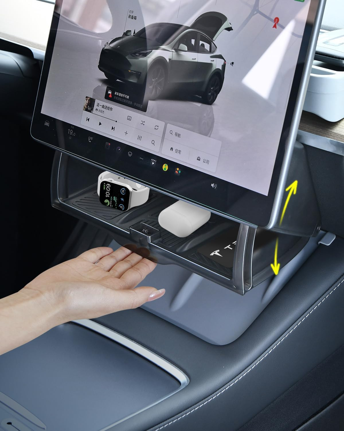 Under Screen Storage Organizer for Tesla Model Y Model 3 Accessories(include Jun