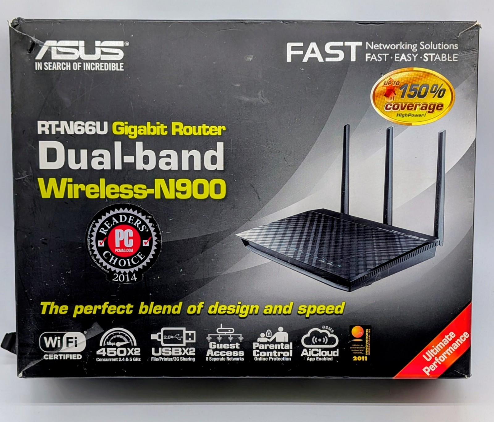 ASUS RT-N66U Dual-Band Gigabit Wireless Router N900 AiRadar IPv6 - Open Box