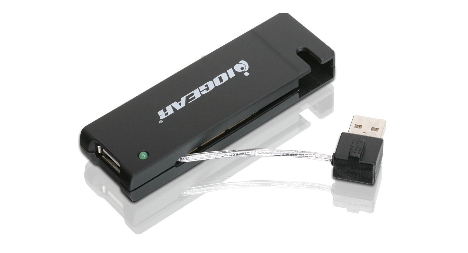 Iogear 4 Port Portable Usb 2.0 Hub Black Plug And Play For Pc And Mac