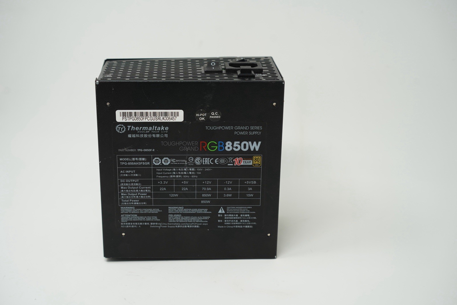 Thermaltake Toughpower Grand RGB 850W 80+ Gold Fully Modular PSU TPG-850AH3FSGR
