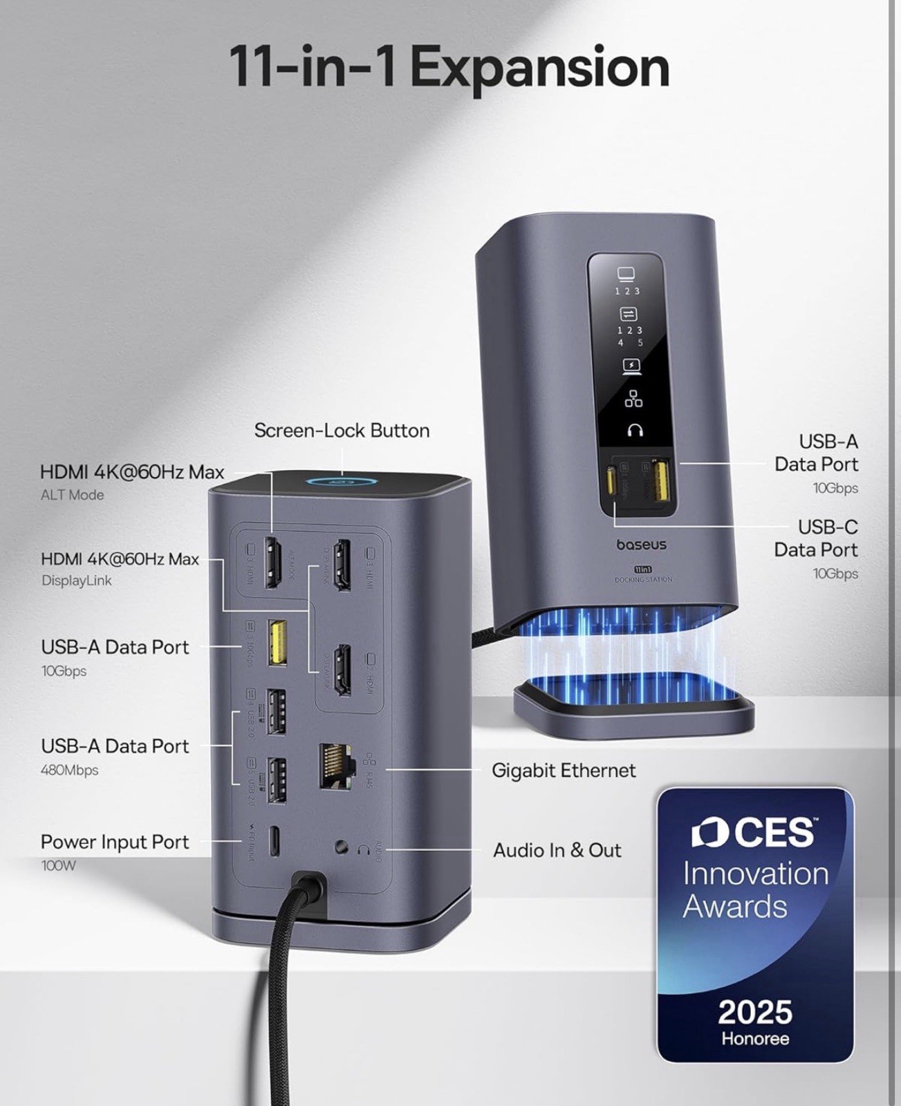 Baseus SpaceMate Docking station, 11 In 1 ✅ Triple 4K Display ✅ Mac OS Ready