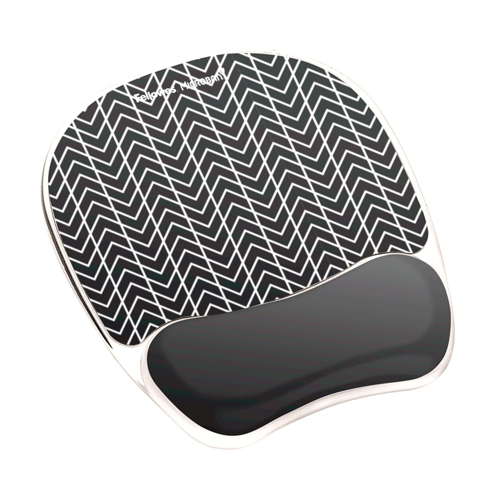 Fellowes Photo Gel Mouse Pad Wrist Rest MICROBAN - Black Chevron (9549901)