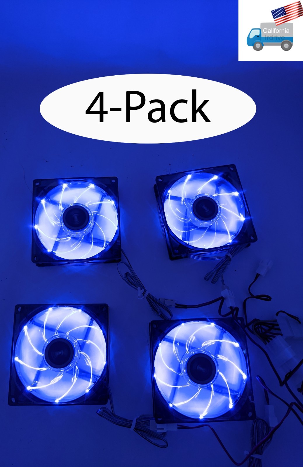 4-Pack: NEW Enermax 90mm x 25mm Blue LED 3-pin 12V Gaming PC Case Cooling Fan