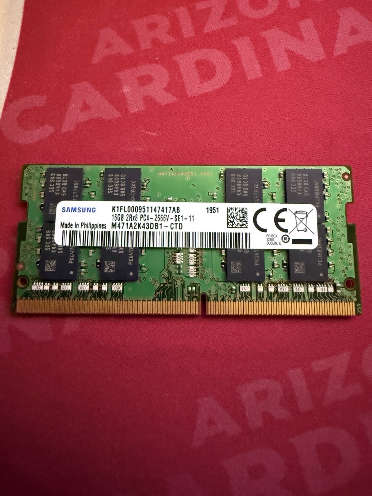 Samsung 16GB DDR4-2666 SO-DIMM 2Rx8 PC4-2666V Laptop RAM M471A2K43DB1-CTD