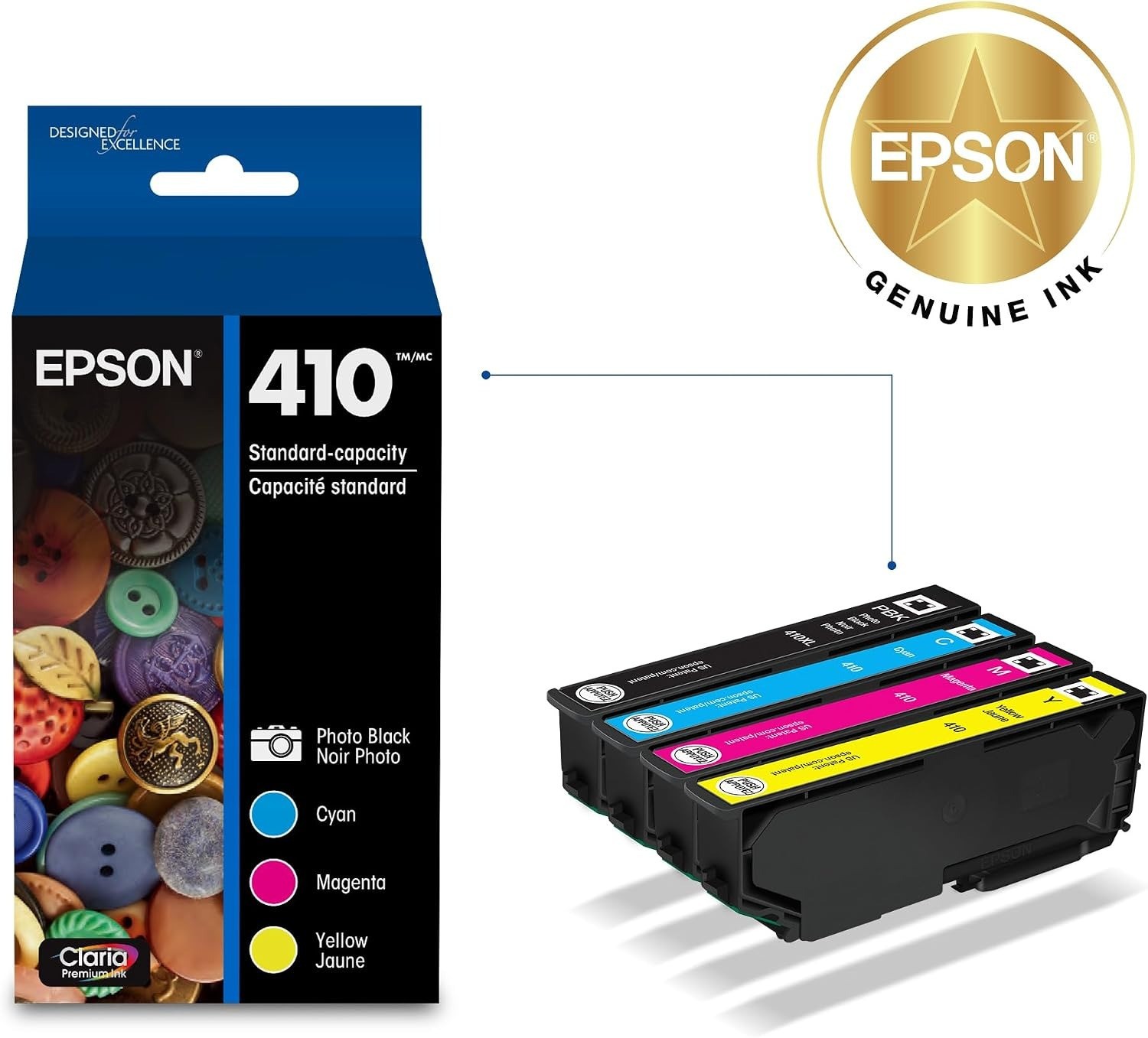 Epson 410 C/M/Y/Photo Black Ink Cartridges 4-Pack T410520-S (FREESHIP)