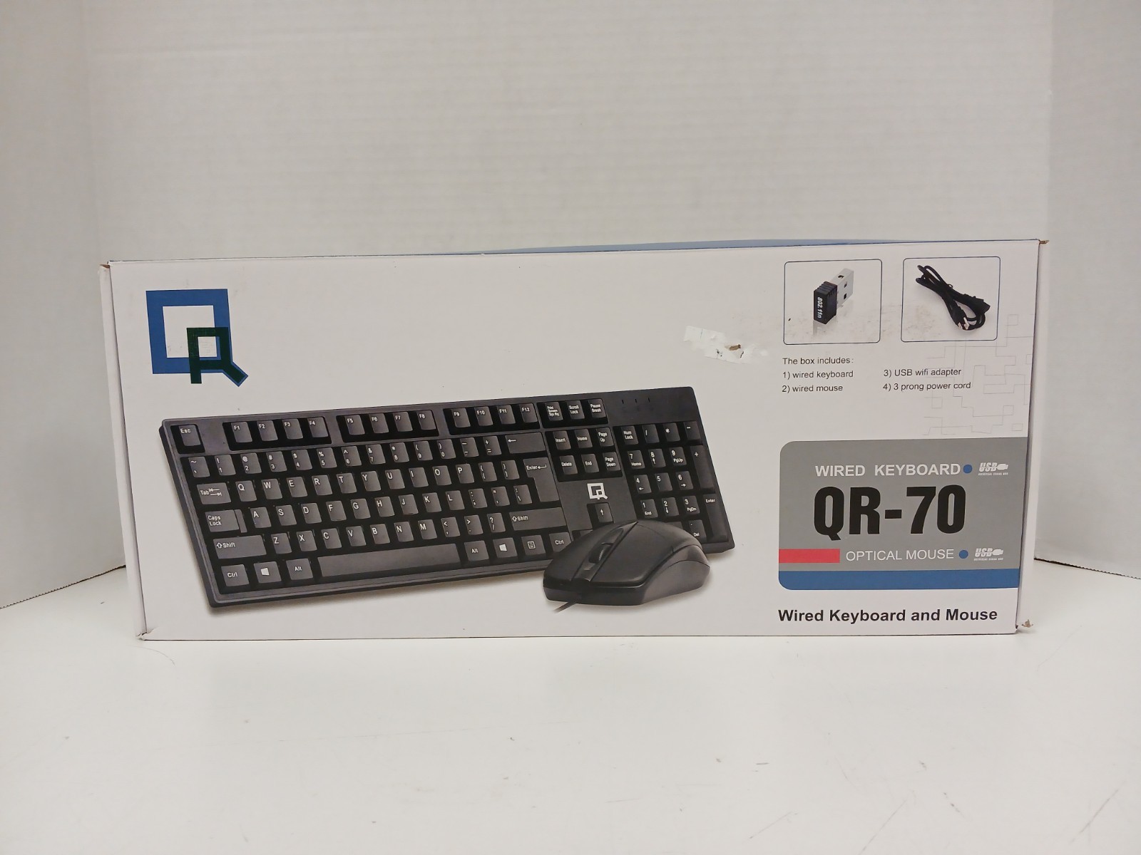 QR-70 Wired Keyboard And Optical Mouse Combo, Black