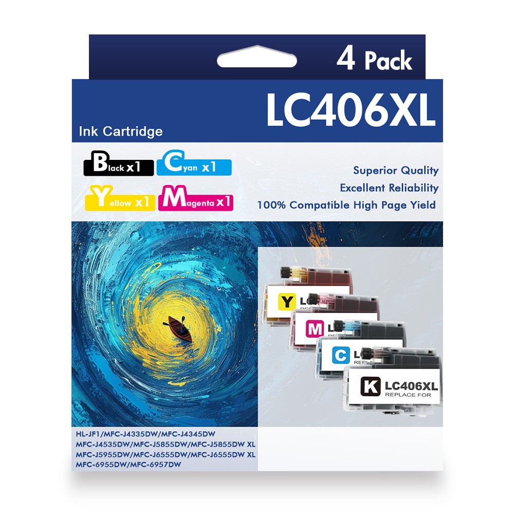 4PK-LC406XL Ink Cartridge for Brother LC406 MFC-J4335DW MFC-J4535DW MFC-J4345DW