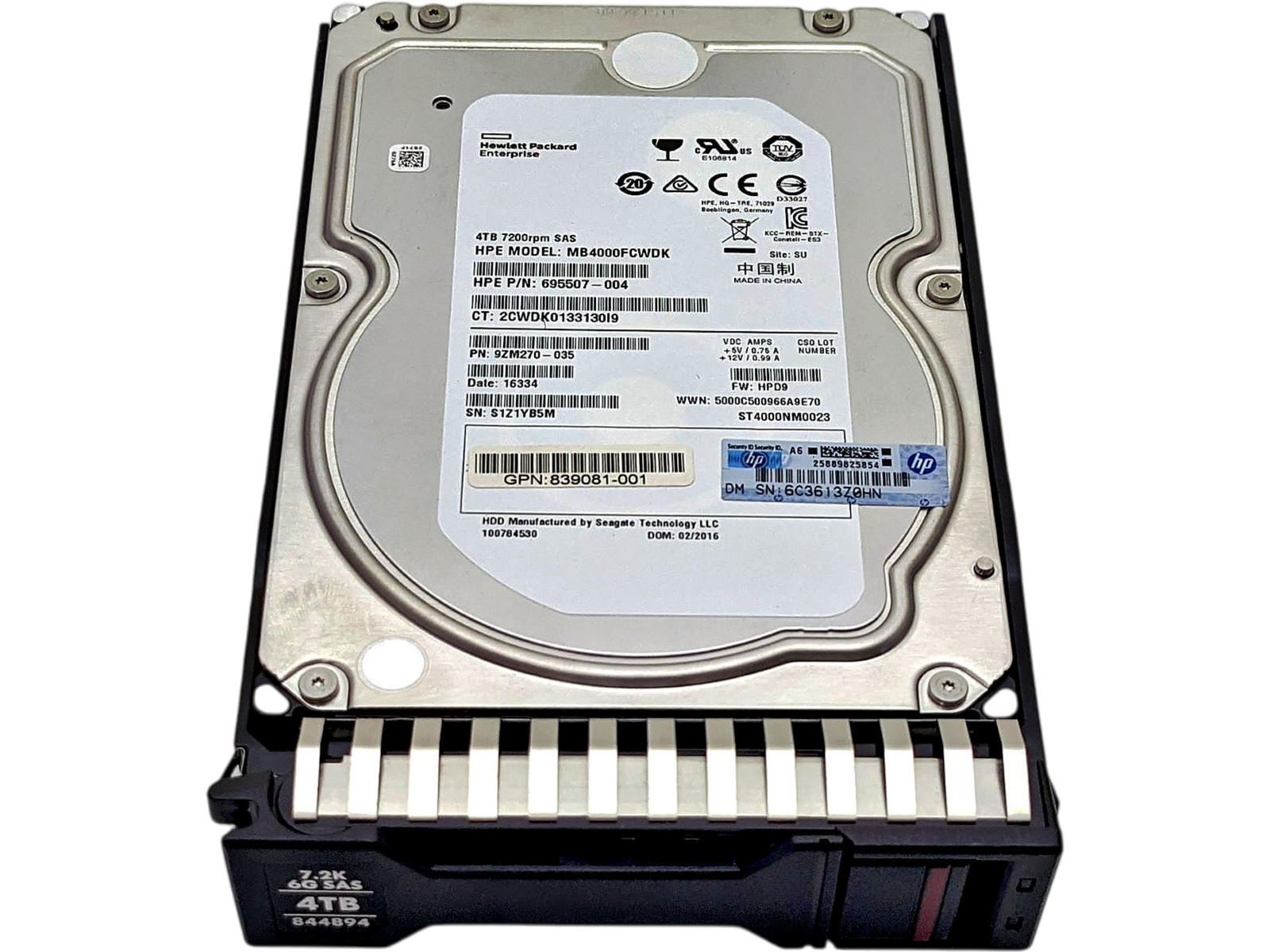 HP 869726-001 4TB 12G SAS 7.2K 3.5" MDL SC Hard Disk Drive