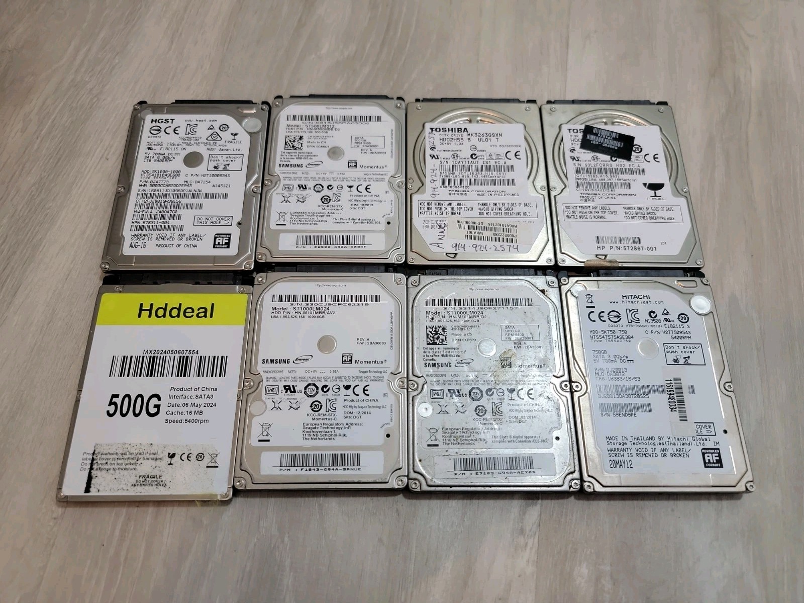 Lot of 8 Var GB 2.5" Internal Laptop Hard Drive - Mixed Major Brand HDD TESTED
