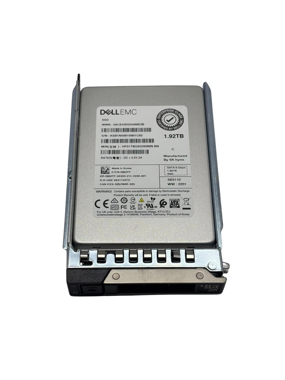 962FP  DELL EMC 1.92TB HFS1T9G3H2X069 2.5IN SATA 0962FP Read Intensive SSD