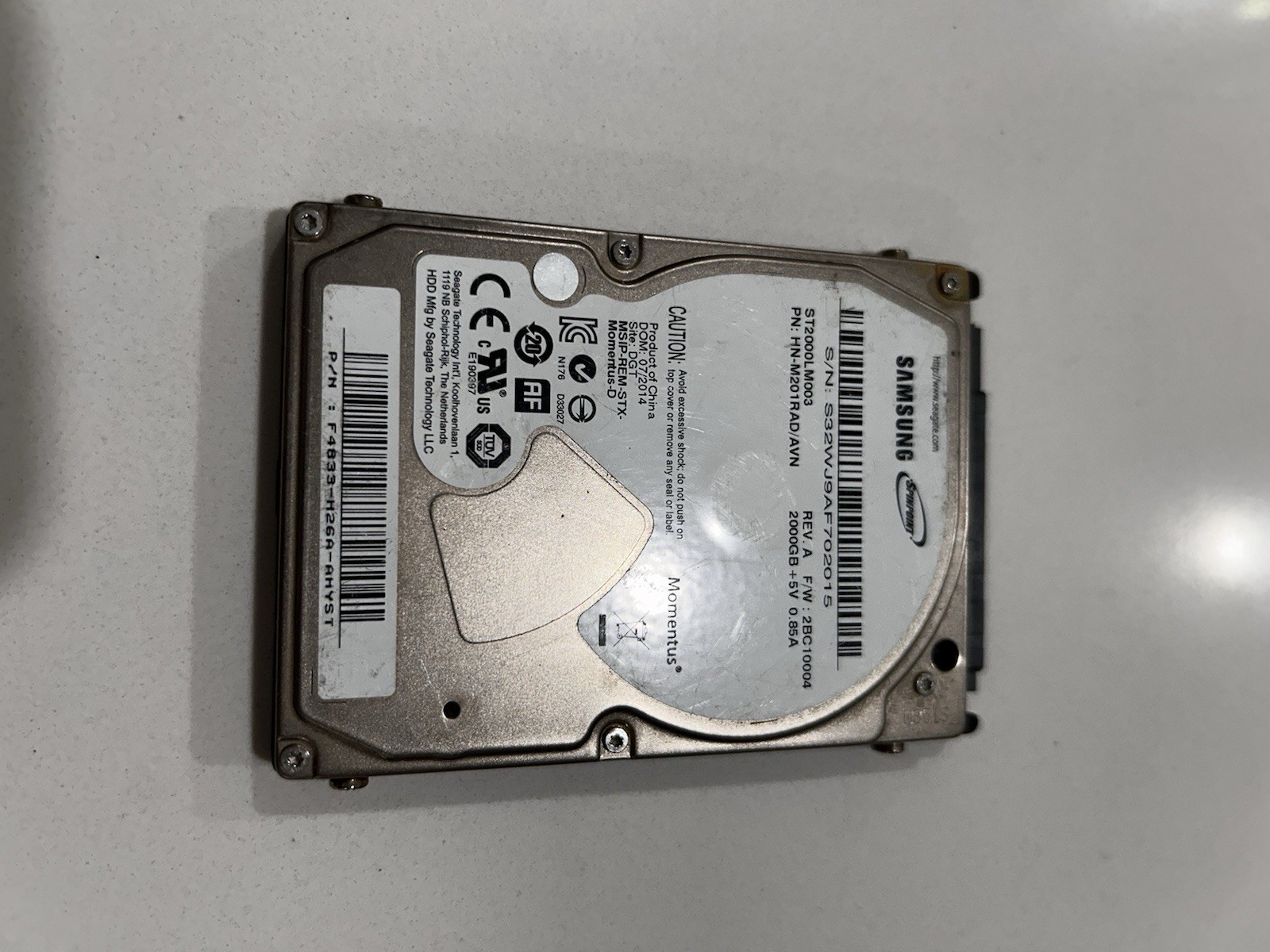 Seagate Samsung Spinpoint M9T 2TB 2.5" SATA HDD ST2000LM003 HN-M201RAD/AVN