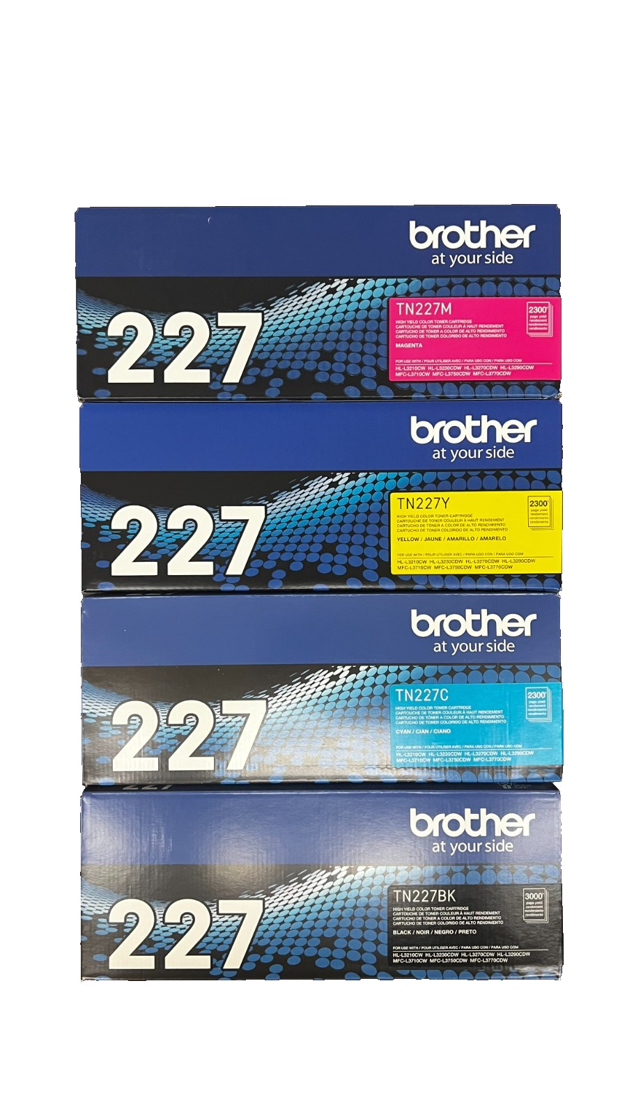 NEW Genuin Brother TN-227 High Yield Black, Cyan, Magenta, yellow Toner Set