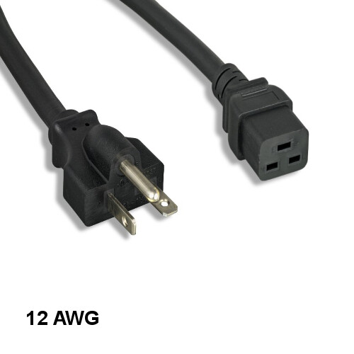 10x 15ft Black Heavy Duty Power Cord NEMA 6-20P to IEC60320 C19 12AWG 20A/250V