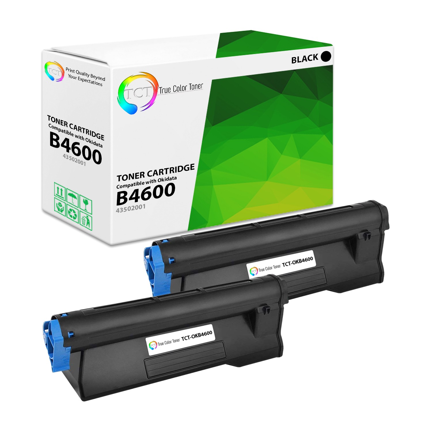TCT 2PK OKI 43502001 Black Toner Cartridge set For Okidata B4600 B4600N