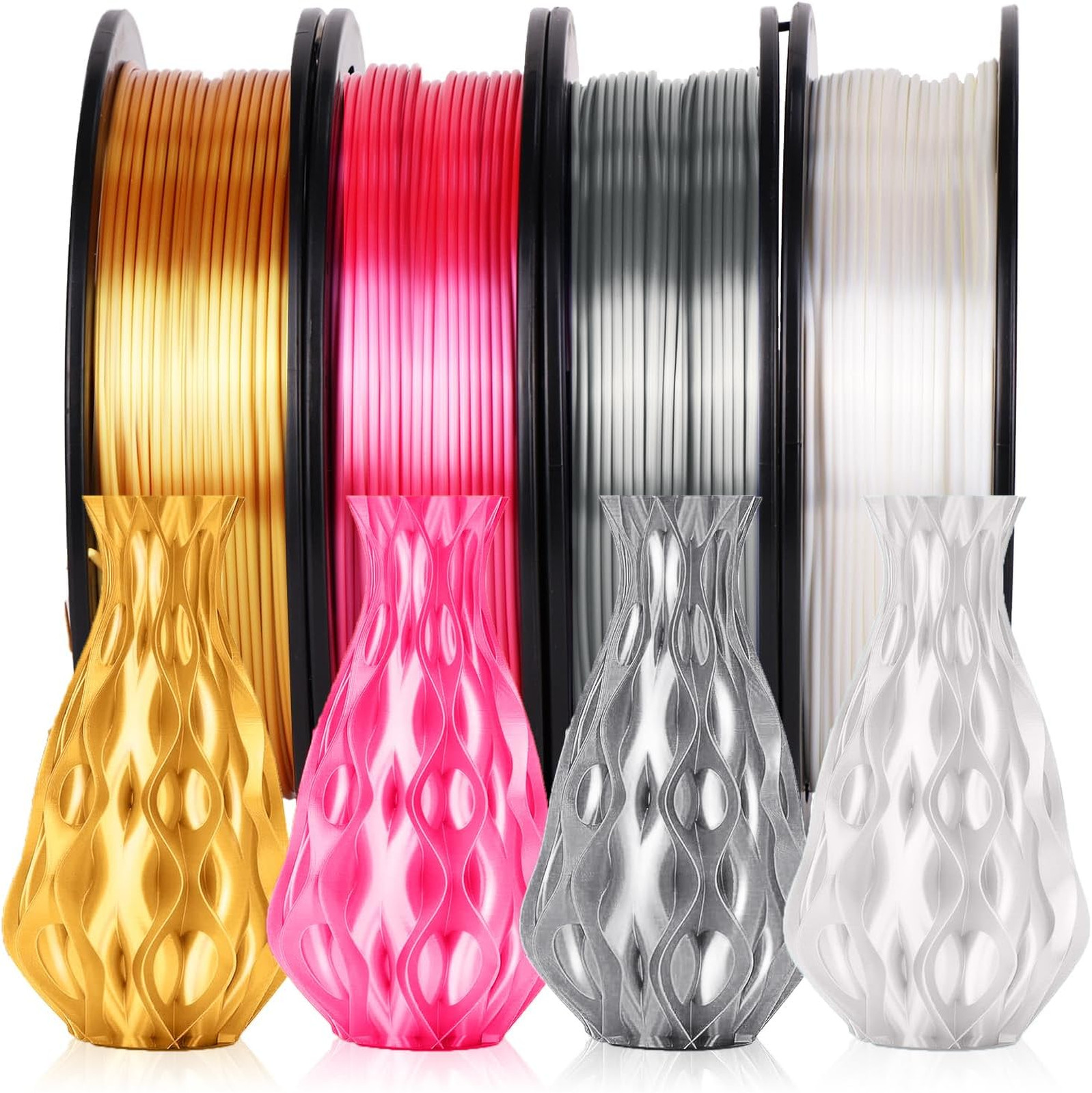 3D Printer PLA Filament Bundle, 1.75mm Silk Filament Pack, 250g Multicolor