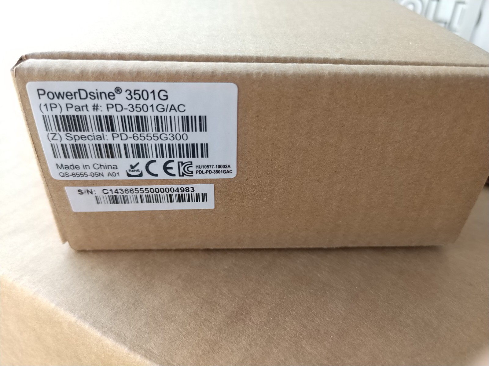 Unused Microsemi PowerDsine 3501G Gigabit PoE Injector Midspan in box