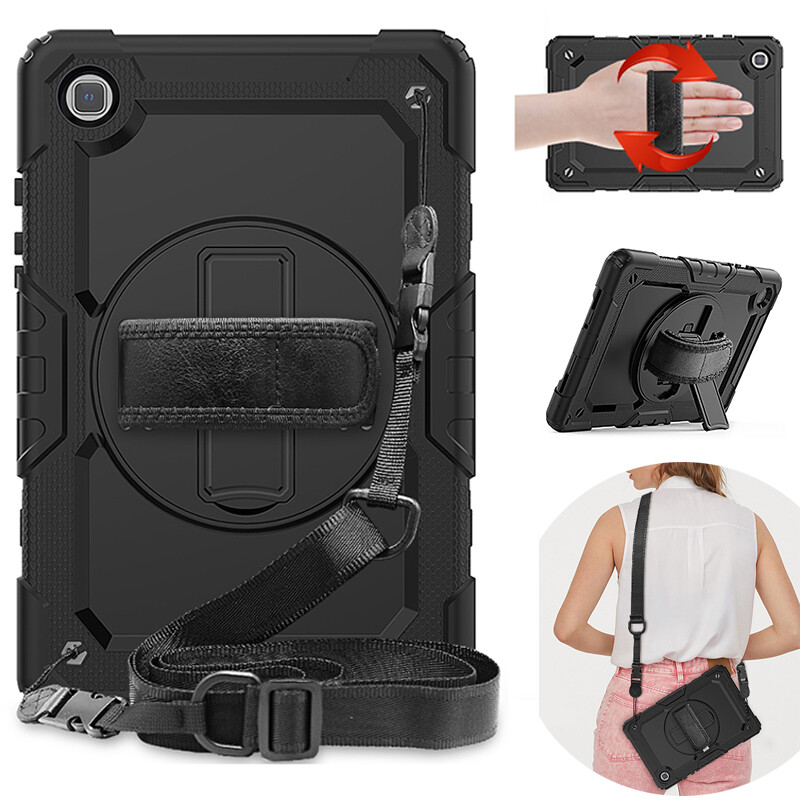 For Samsung Tab A7 10.4 A10.1 A10.5 S7 Shockproof Hybrid Case Kickstand w/ Strap