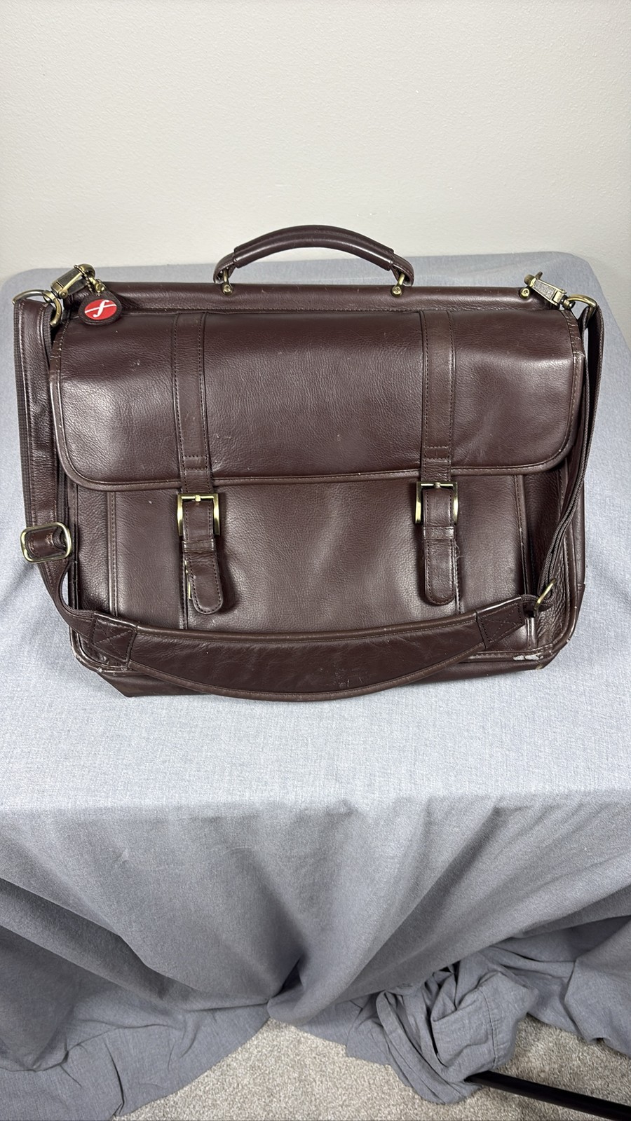 Foray Brown Leather Laptop Briefcase Business Messenger Work Bag