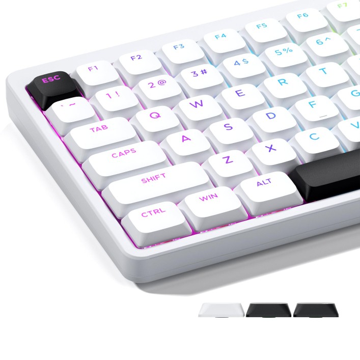 XVX Low Profile White Keycaps, Shine Through Keycap Set, Double Shot PBT Key cap