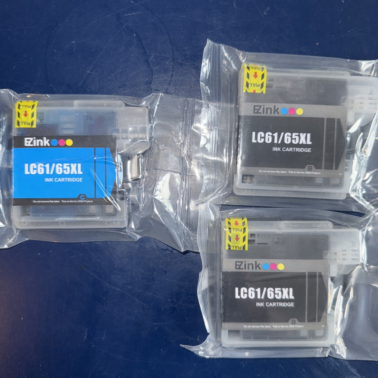 SET of 3 EZink Cartridges LC61/65XL BLACK and CYAN Ink Brother MFC Inkjet
