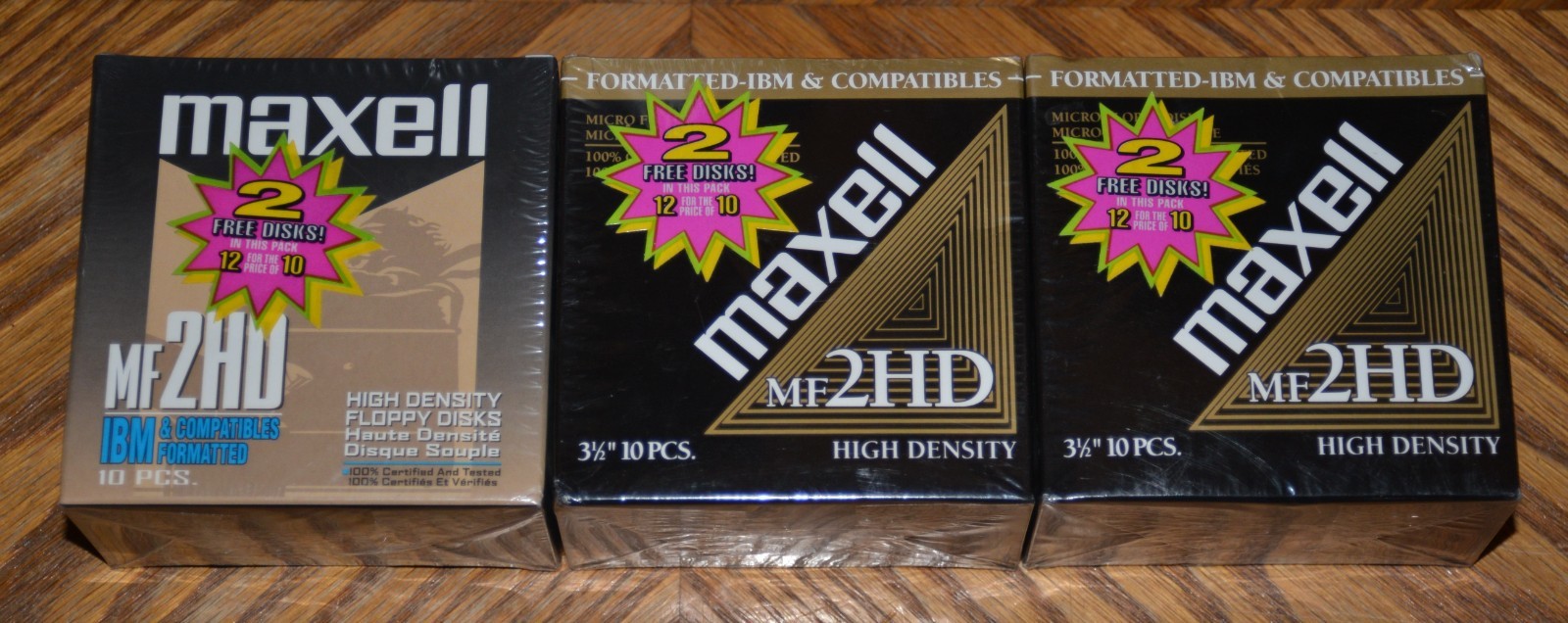 3x new sealed 12-pack Maxell MF2HD 2HD 3.5" 1.44M floppy disk IBM format NIB NOS