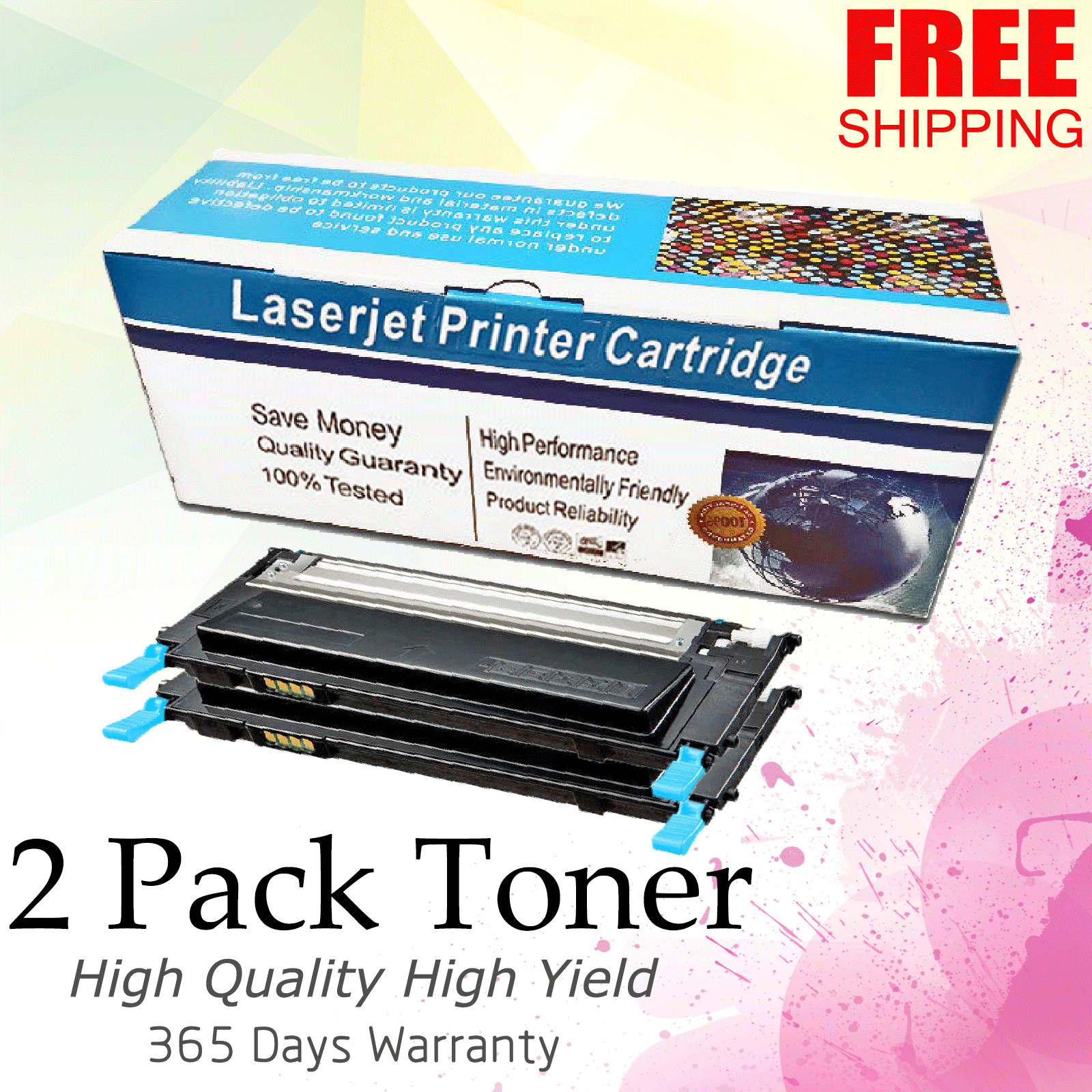 2 PK CLT-C409S Cyan Toner Cartridge for Samsung CLP-315 CLX-3175FN CLX-3175FW