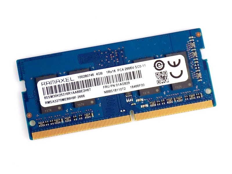 4GB Lenovo 01AG829 Ramaxel RMSA3270ME86H9F-2666 DDR4 2666Mhz PC4-21300S SO-DIMM