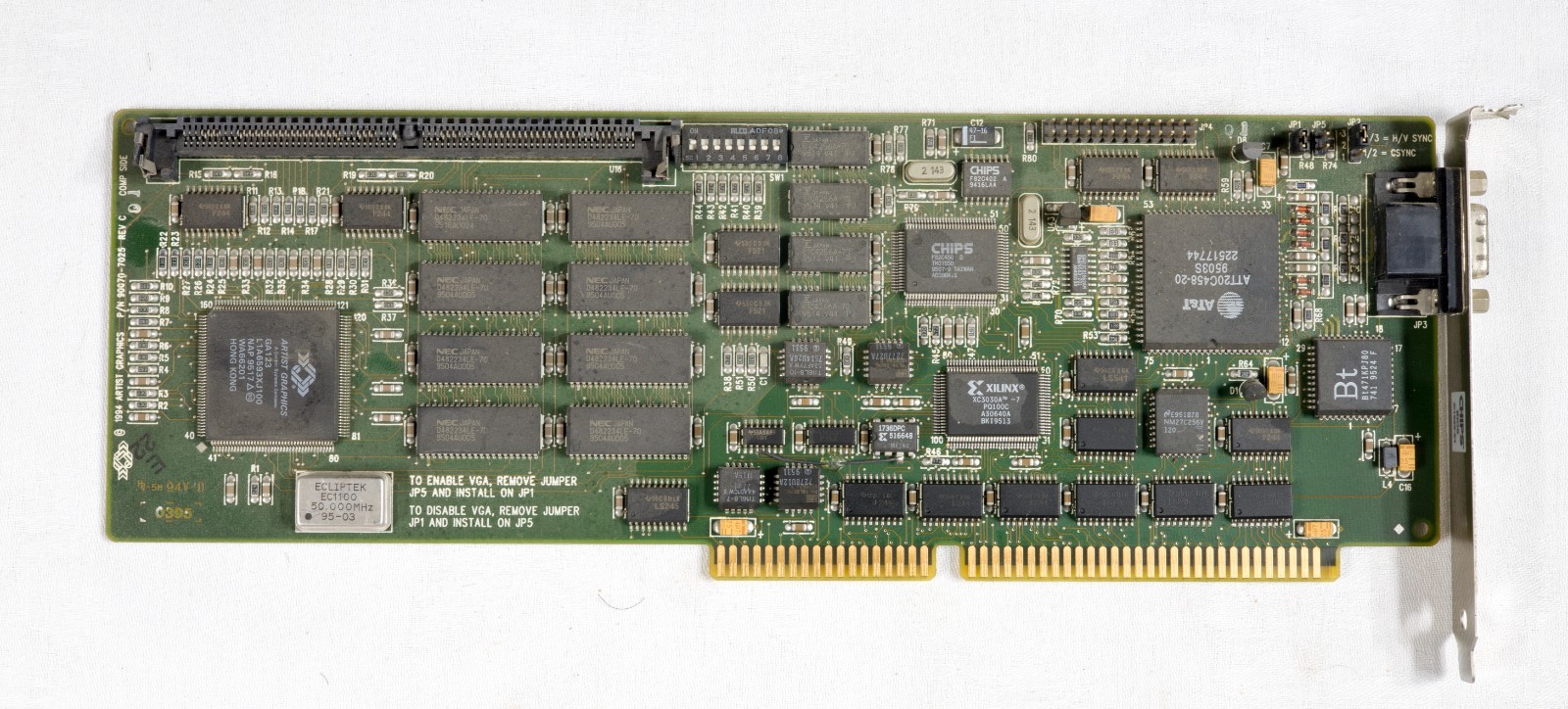 Vintage Artist Graphics Winsprint 1000i 76 VGA card 16 bit ISA tested ISAO03