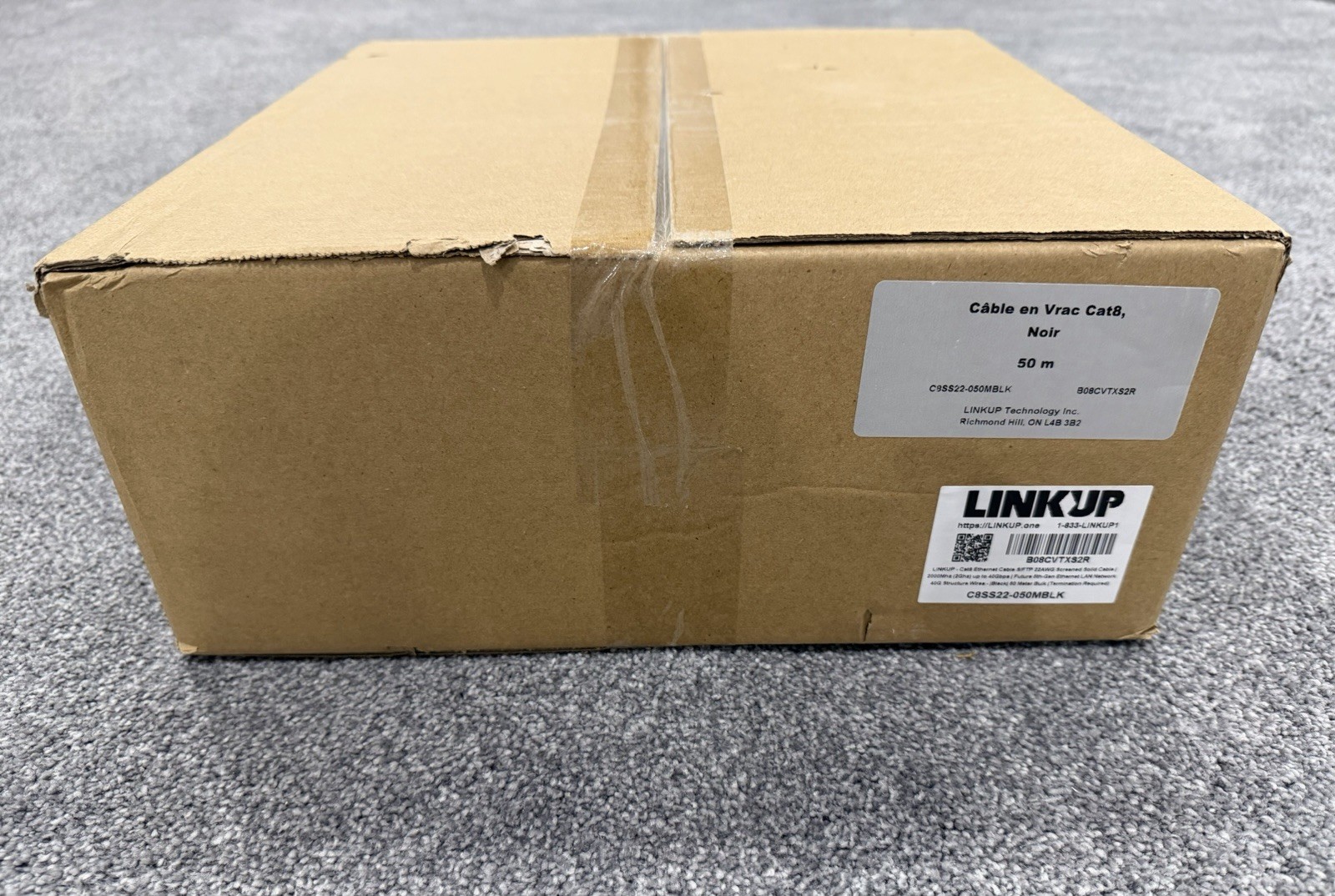 LINKUP Cat8 S/FTP Bulk Cable 22AWG Solid Copper 2000MHz 40Gbps Black - 50 meter