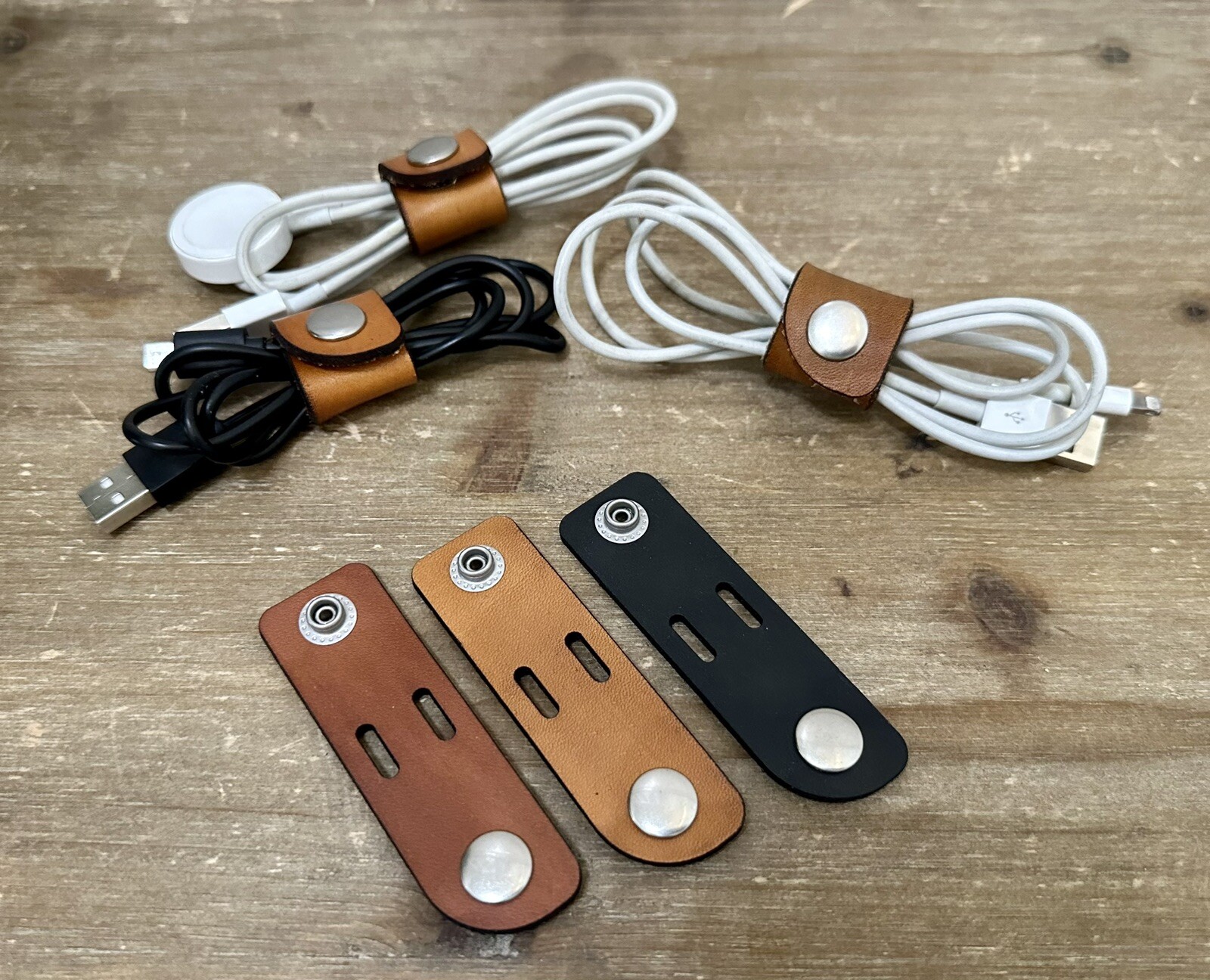 3 Pack Leather Cord Keeper,Cord Organizer,Cable Straps,Usb Holder
