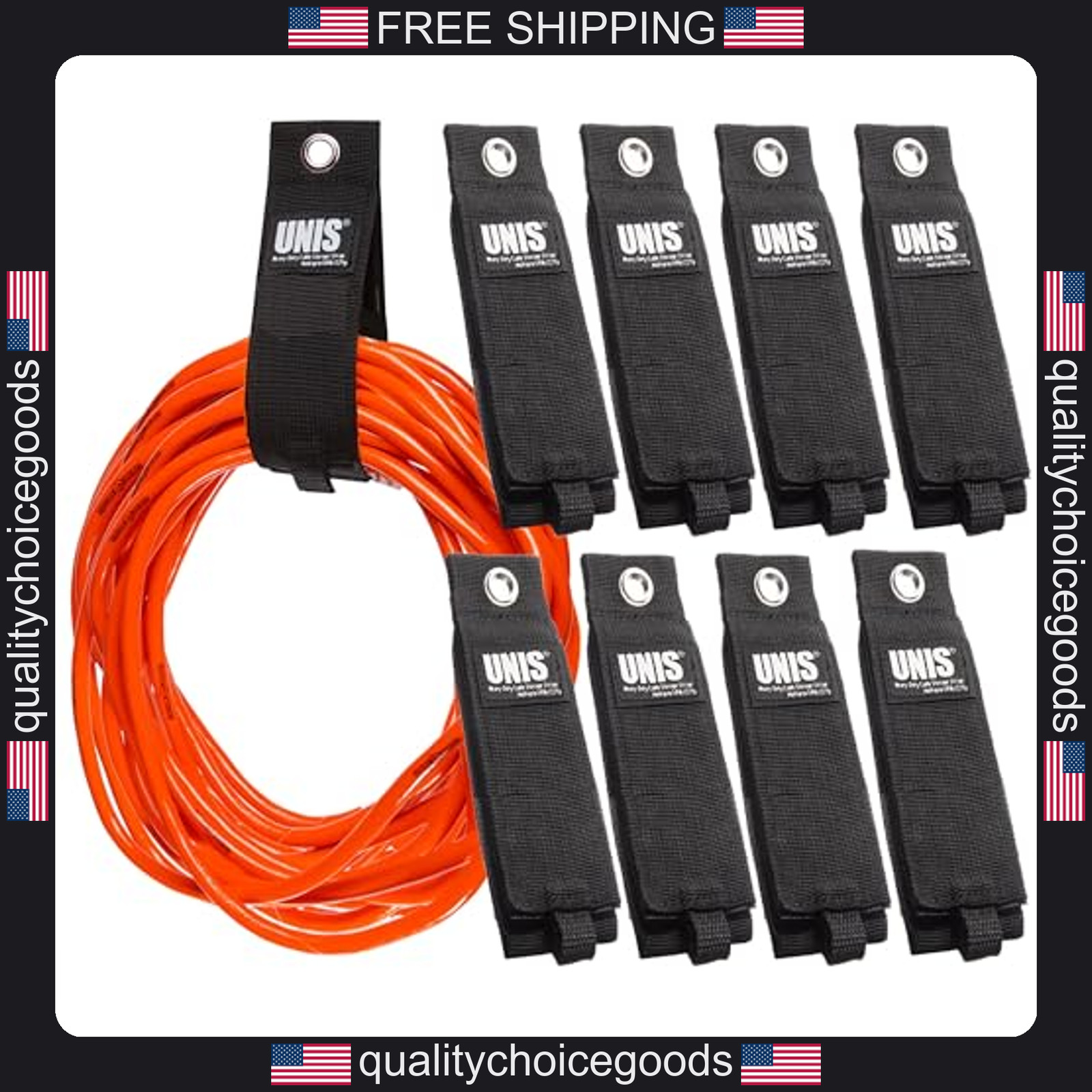 Extension Cord Organizer Straps Pack of 8, 13-inch, Heavy Duty, Nylon