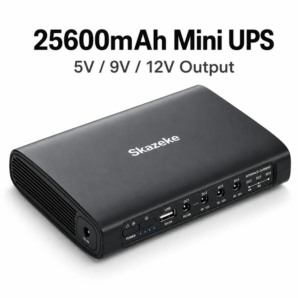 Mini UPS 5V/9V/12V Uninterrupted Power Supply 25600mAh for Wifi Router Camera