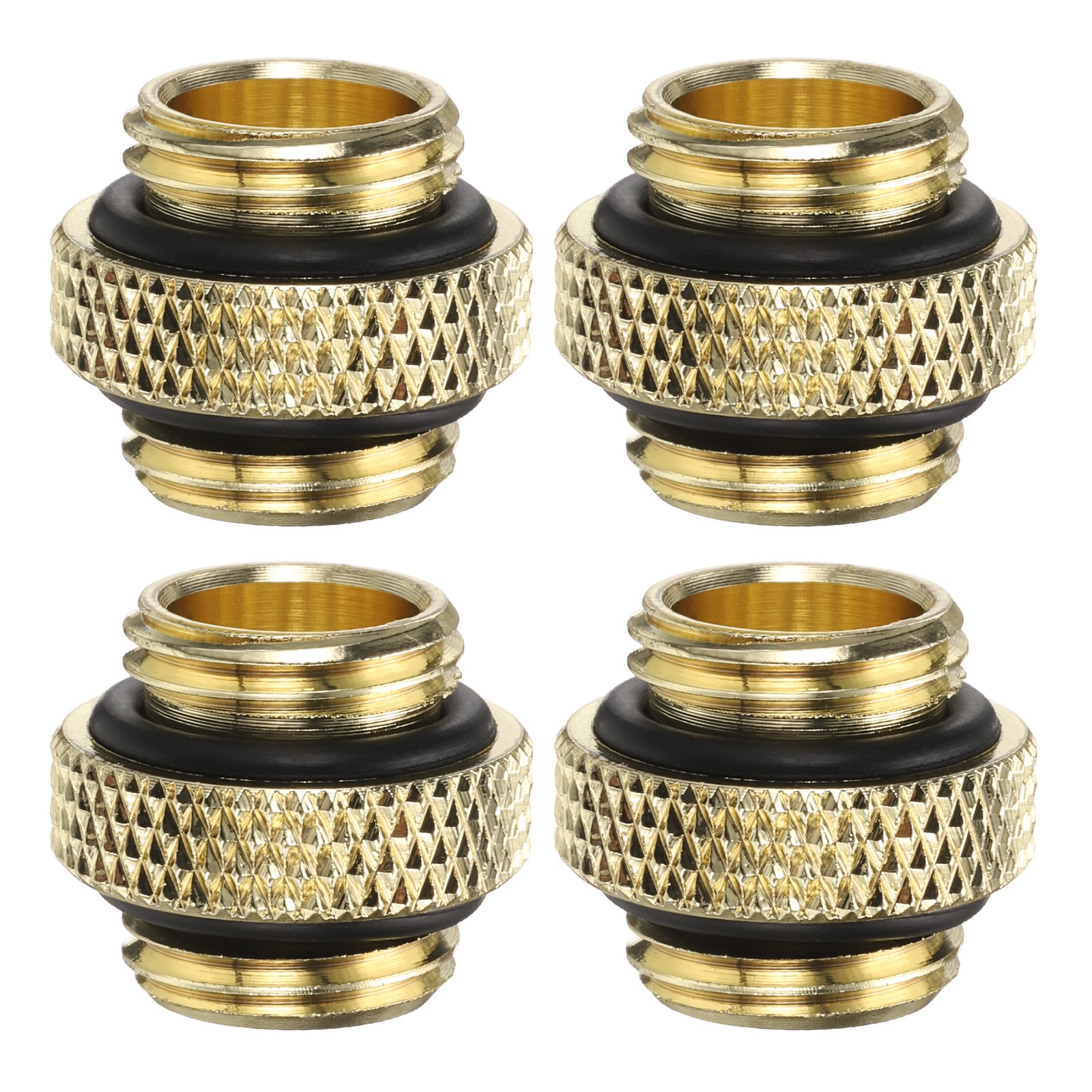 4pcs Water Cooling Adapter G1/4" Male to Male Mini Extender Fitting, Gold