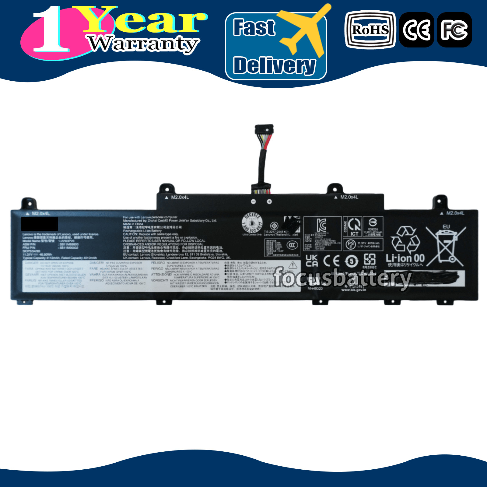 Genuine L22X3P70 Battery For Lenovo ThinkPad L14 L15 Gen 4 C14 Chromebook 46.5Wh
