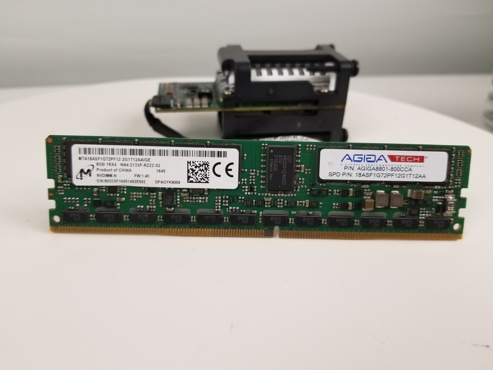 AGIGA8801-800CCA 8GB DDR4-2133 NVDIMM-N ECC RAM w/ 2 PowerGEM Battery Modules Ni