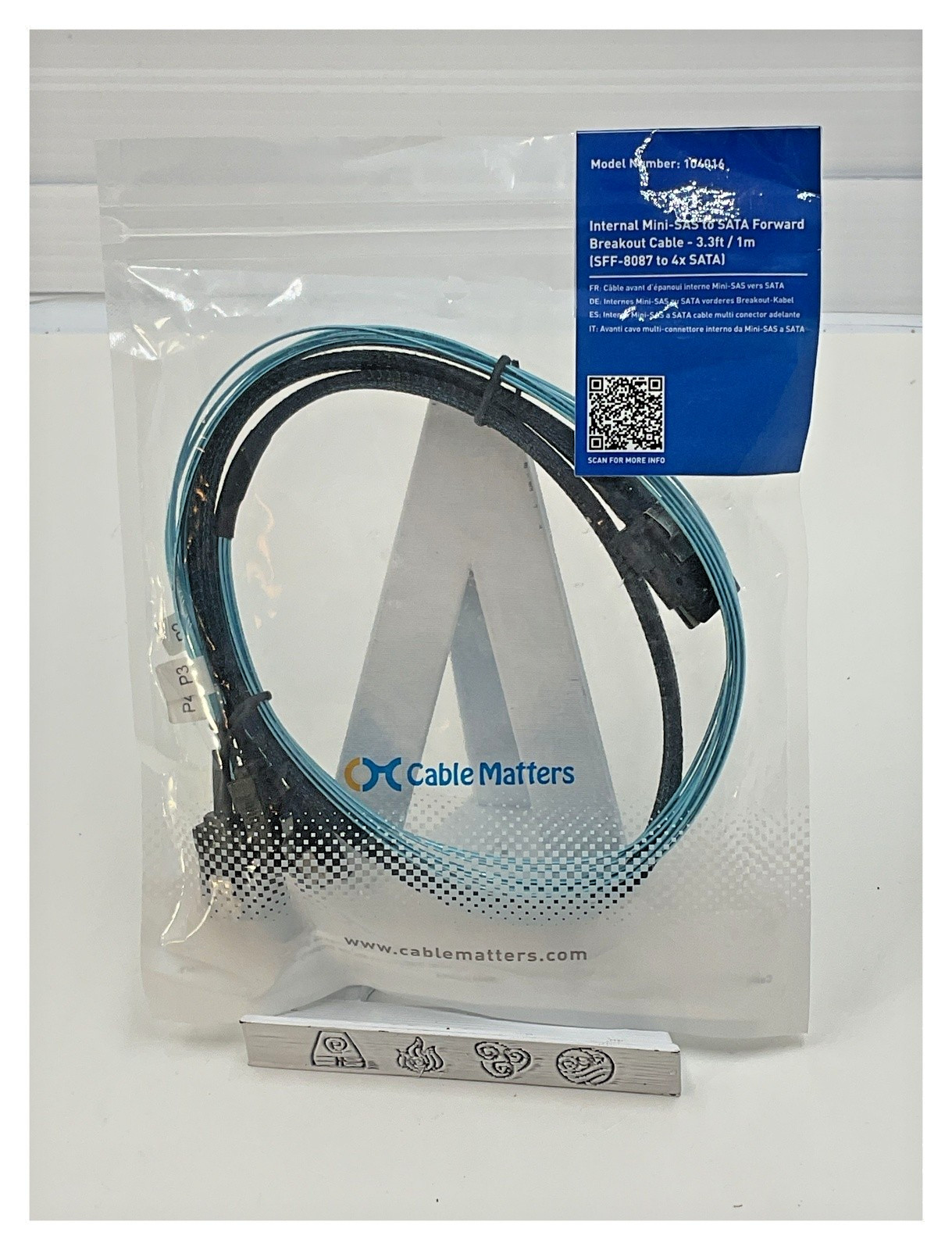 Cable Matters Internal Mini-SAS to SATA Cable 3.3ft Braided
