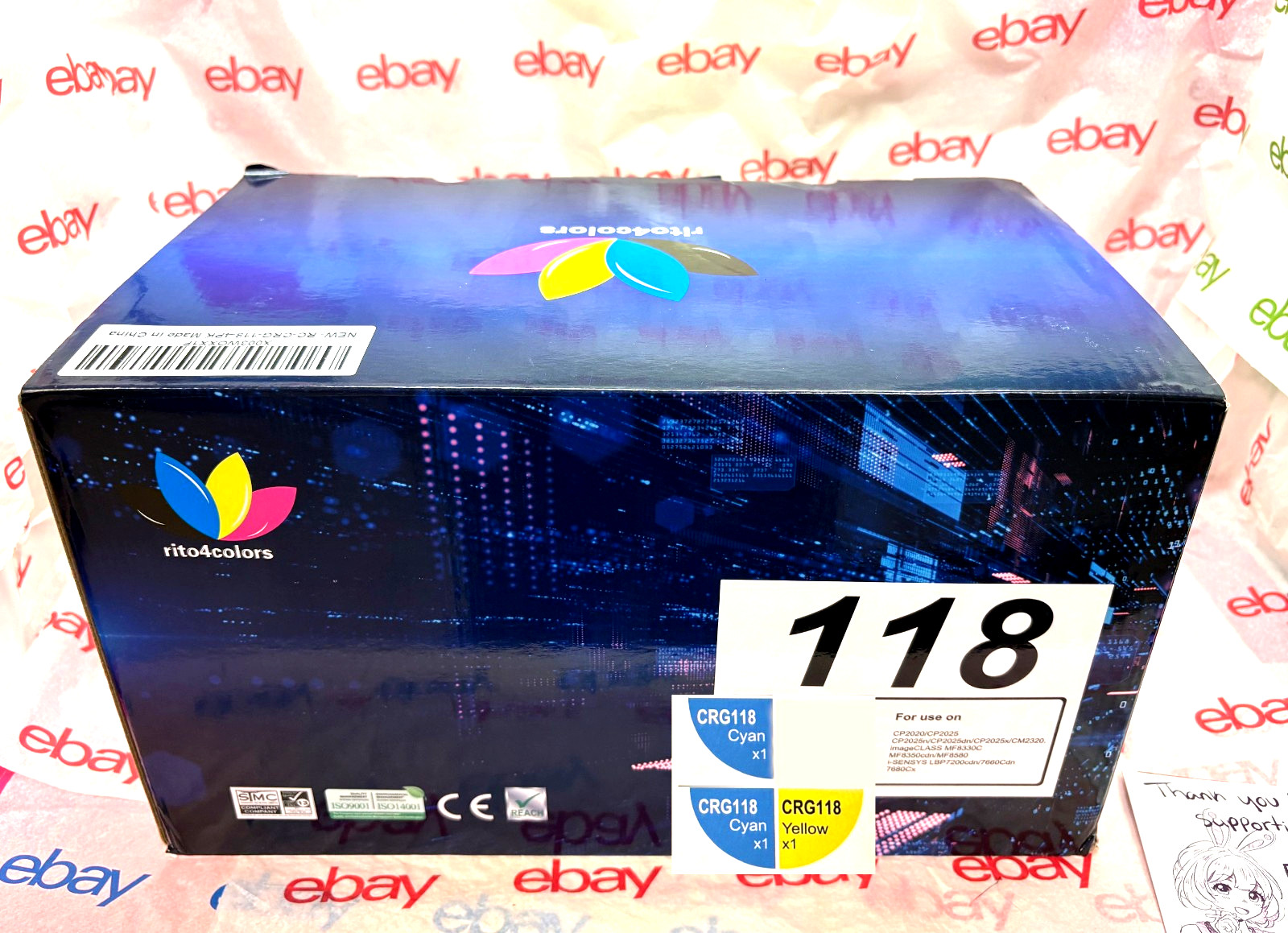 CRG118 💦 2 CYAN +💛1 YELLOW GENUINE TONER CARTRIDGE/ 2Blue+1Yellow ink CRG-118