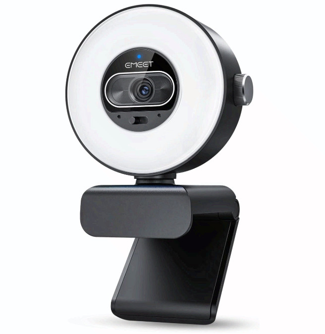 EMEET S600L 4K Webcam Ring Light AI Autofocus OBS Zoom PC Mac
