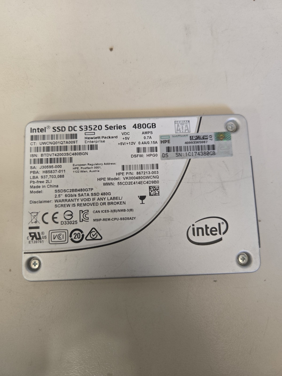 Intel SSD S3520 Series 480GB