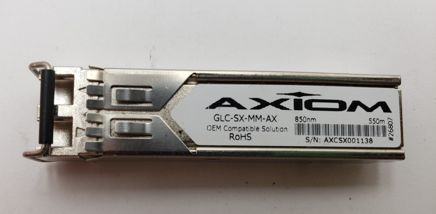 AXIOM GLC-SX-MM-AX 1GB RJ-45, 850nm 550m SFP Fibre Transceiver Modules Tested
