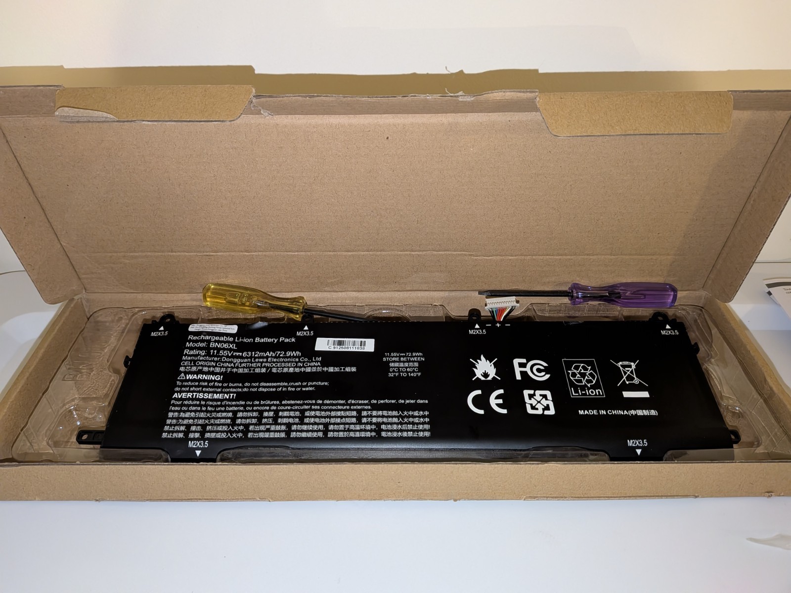 BN06XL Rechargeable Li-ion Laptop Battery 11.55V 6312mAh 72.9Wh