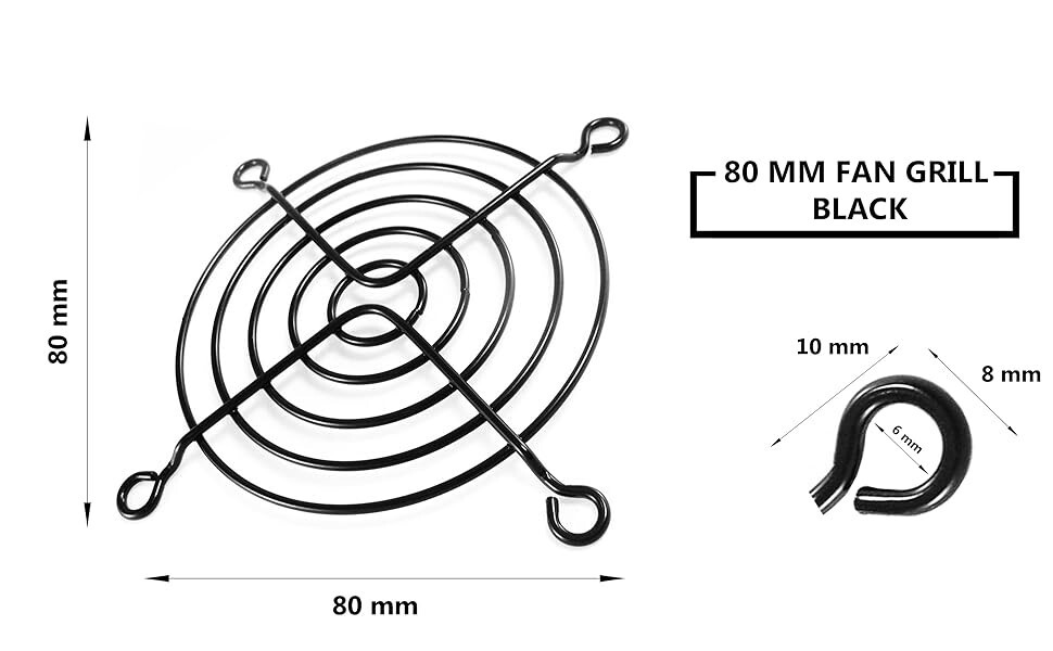 AABCOOLING 80mm Cooling Fan Fan Grill/Guard Black