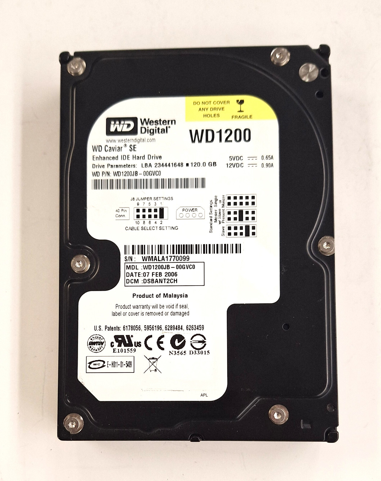 Western Digital WD1200JB-00GVC0 120GB 7200RPM IDE 3.5" Hard Drive